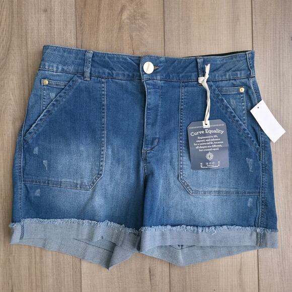 Democracy Ab-Solution High Rise Short Denim Blue Short Women Sz 14 - Picture 9 of 9